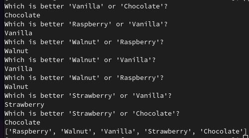 Ice Cream Python output screenshot