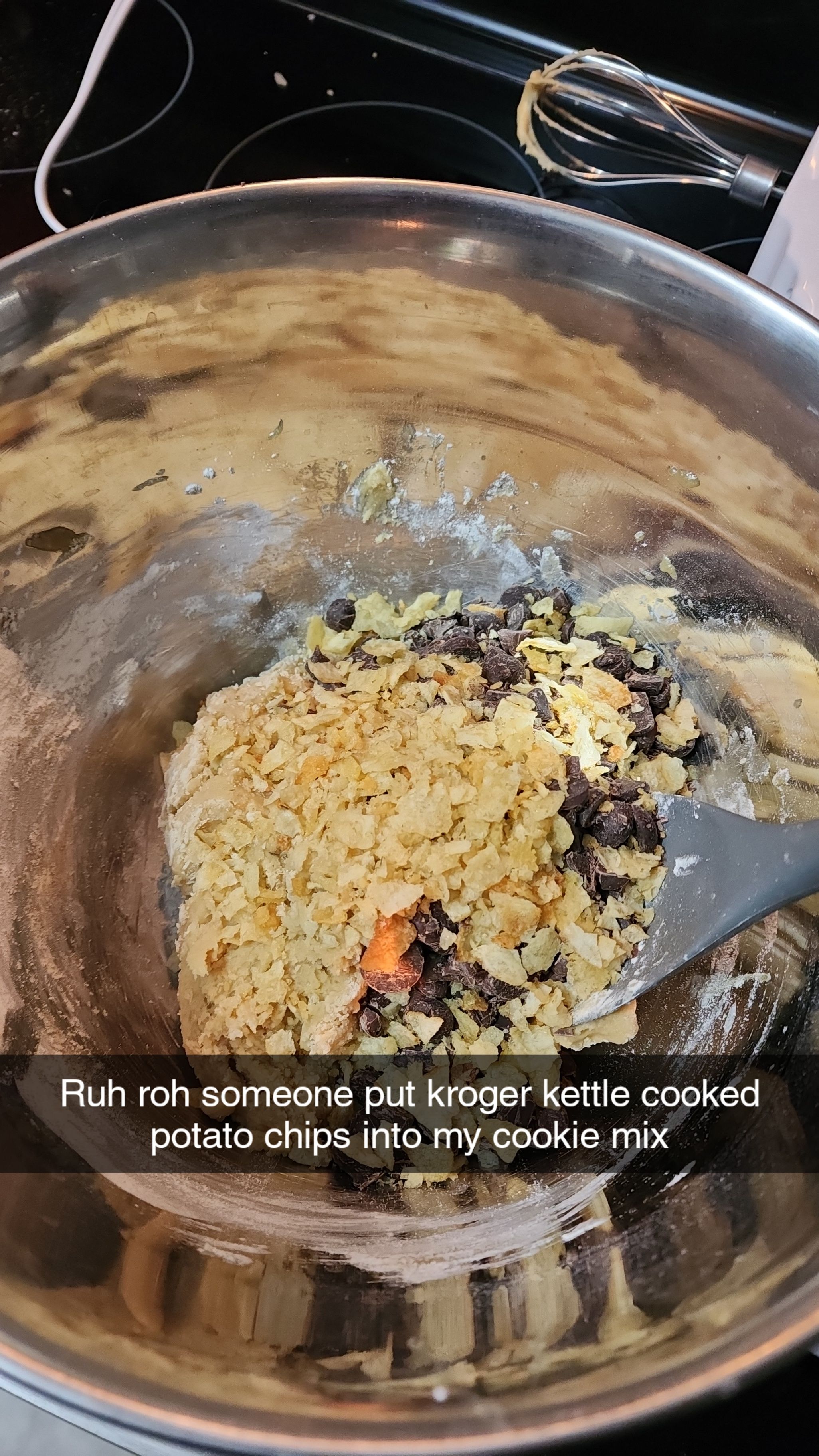 Chocolate chip cookies made with crumbled kettle chips