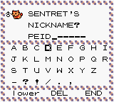 Pokemon screenshot, name editor window reads 'PEID'